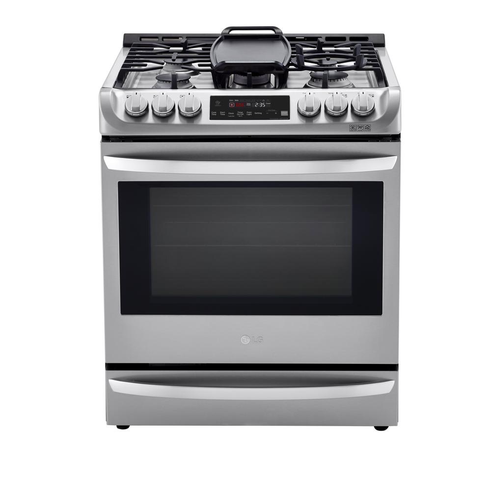 LG Electronics 6.3 cu. ft. Slide-In Smart Dual-Fuel Electric Range with ProBake Convection Oven and Wi-Fi in Stainless Steel