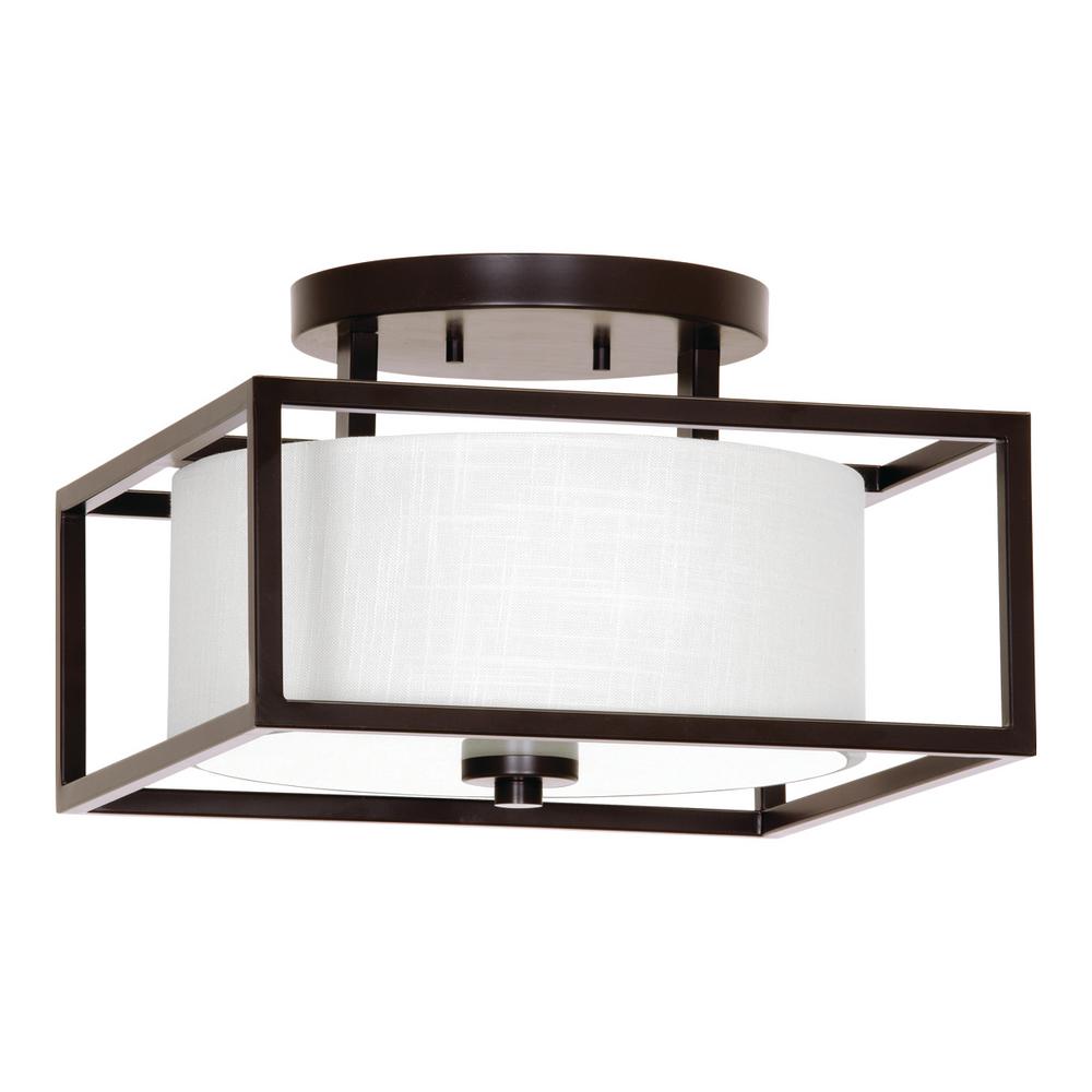 Progress Lighting Flush Mount Lights The Home Depot 2 Light Antique Bronze Semi Flushmount