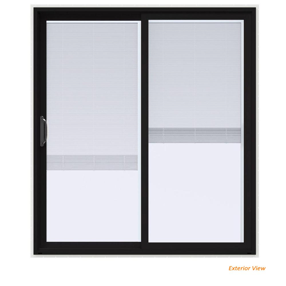 JELDWEN 72 in. x 80 in. V4500 Contemporary Black Paint Vinyl LeftHand Full Lite Sliding Patio
