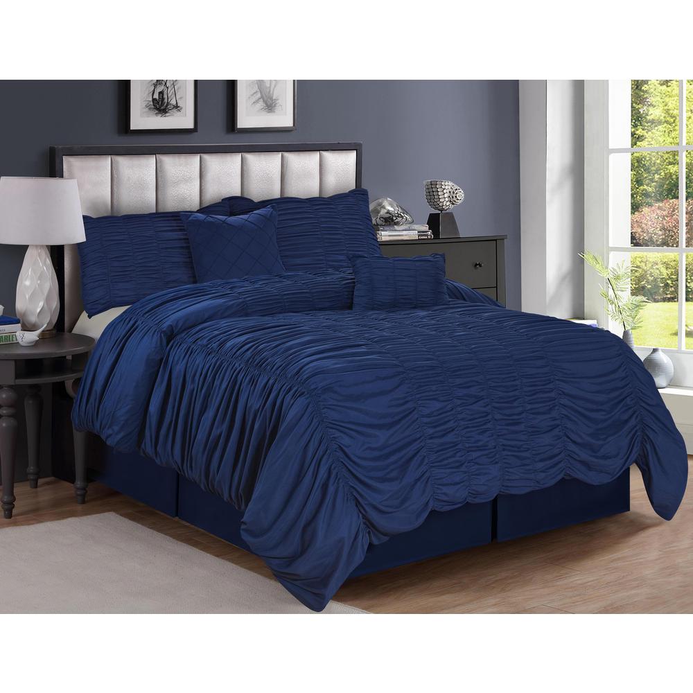 Downhome Olivia 5 Piece Blue Queen Comforter Set Cs500 000b 230q