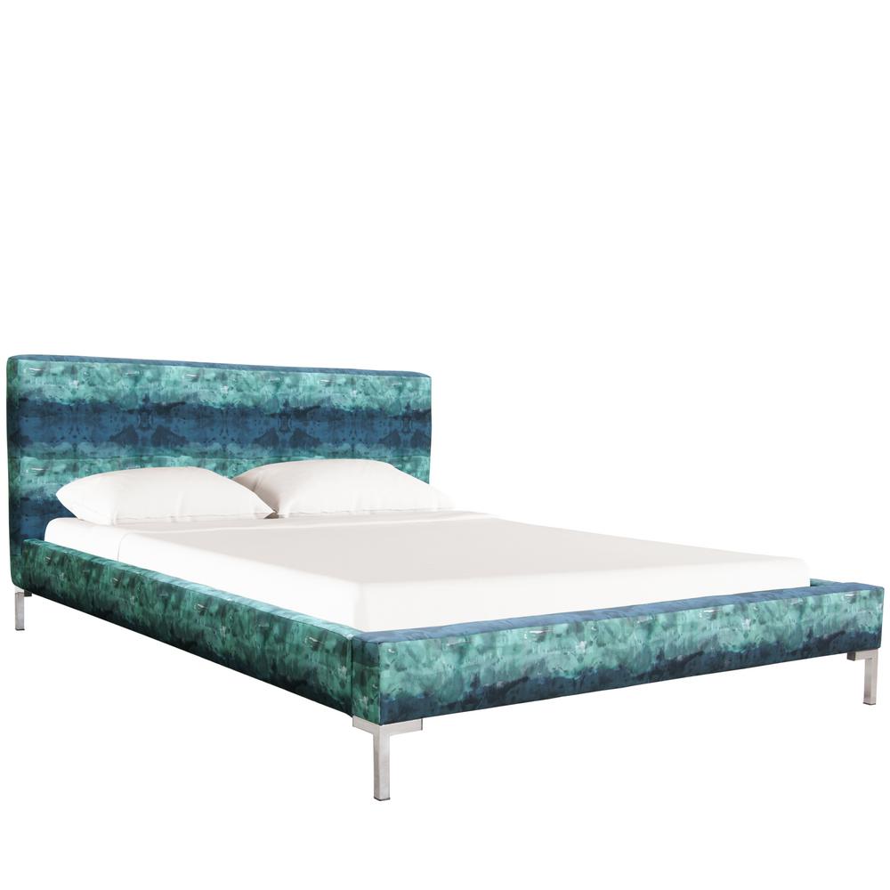 Skyline Furniture Watercolor Block Teal King Platform Bed Watercolor Block Teal King Platform Bed