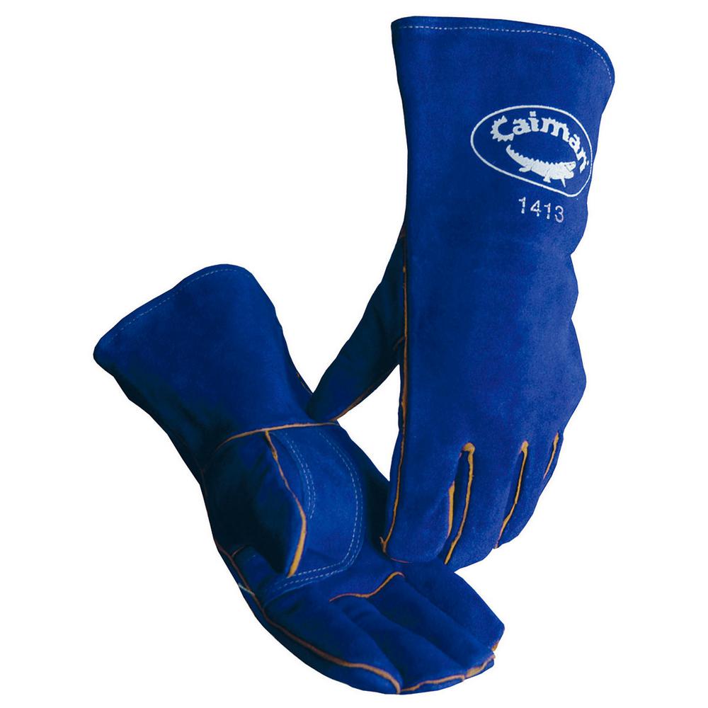 Caiman Blue Cowhide Welding Glove Reinforced Palm 1 Size fits All1413