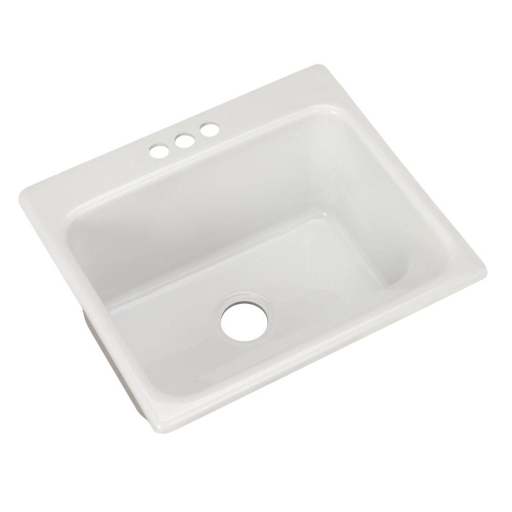 Thermocast Kensington DropIn Acrylic 25 in. 3Hole Single Bowl Utility
