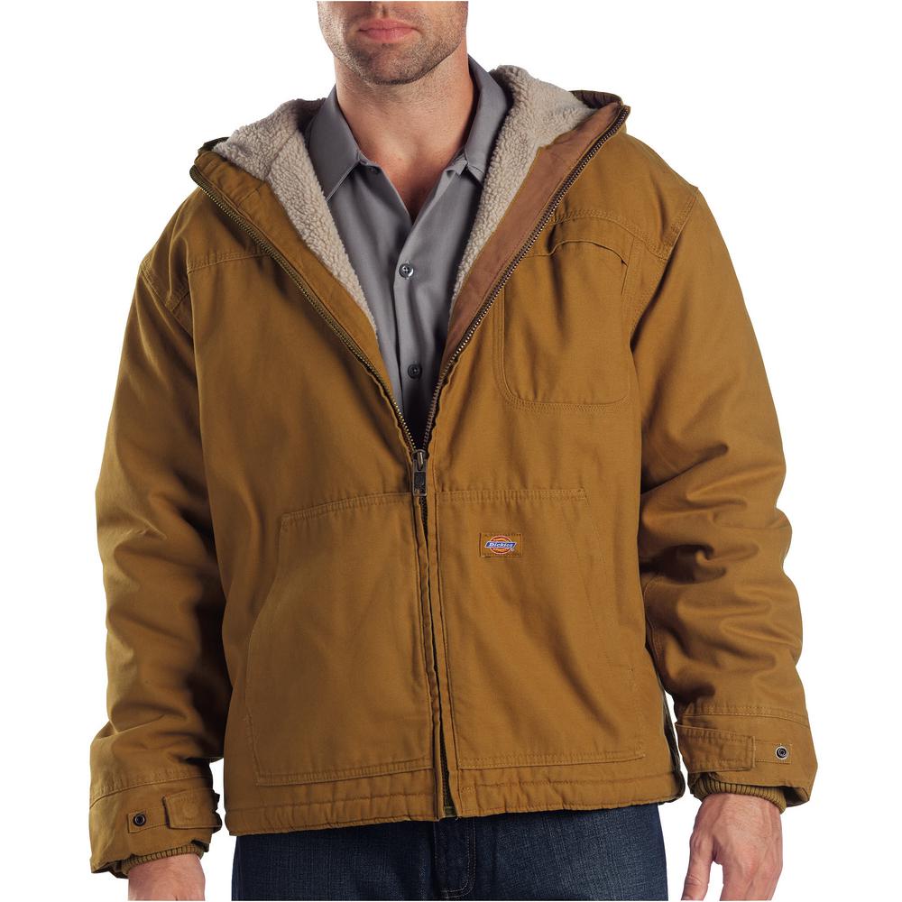 Dickies Men Medium Duck Sherpa Lined Hooded Rinsed Brown Duck Jacket ...