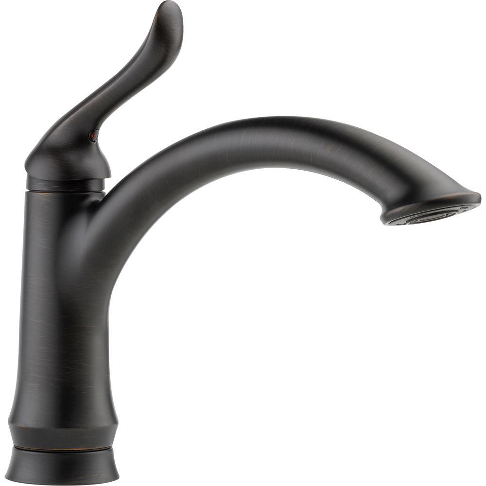Delta linden single handle side sprayer kitchen faucet in venetian bronze