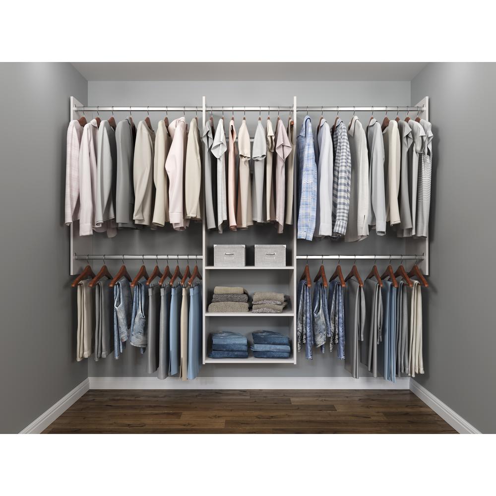 Closet Evolution 14 in. D x 96 in. W x 72 in. H Classic White Wood Deluxe Starter Closet Kit