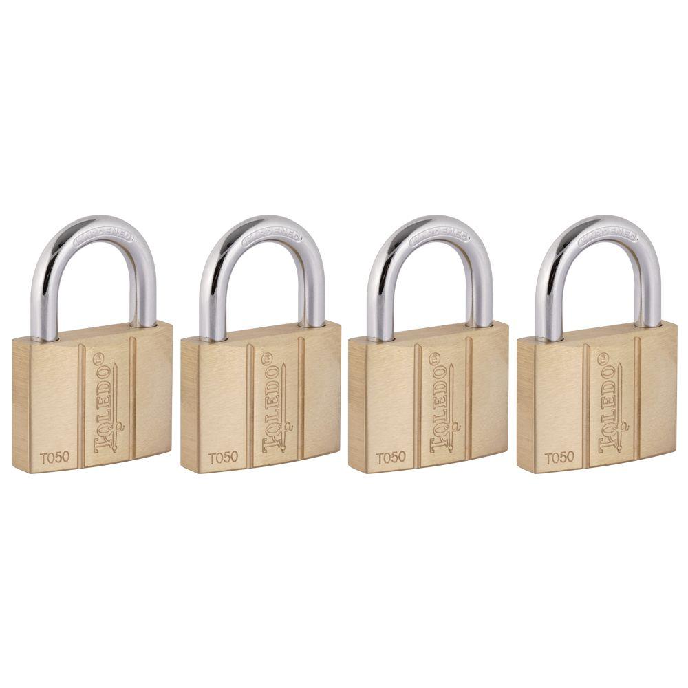 Toledo Fine Locks Brass Keyed Padlock (4-Pack)-TO50KA4 - The Home Depot