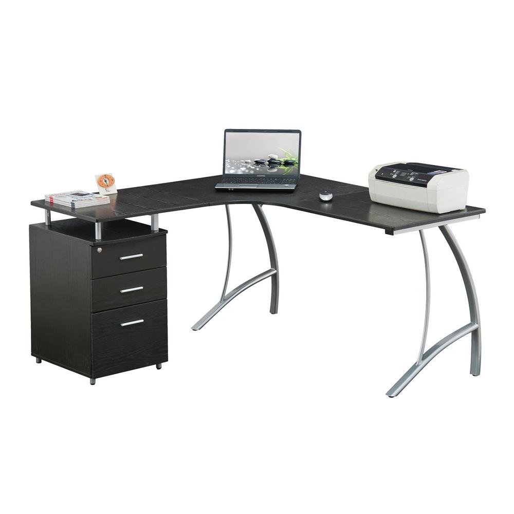 Techni Mobili 59 In L Shaped Espresso 3 Drawer Computer Desk With File Storage Rta 4804l Es The Home Depot