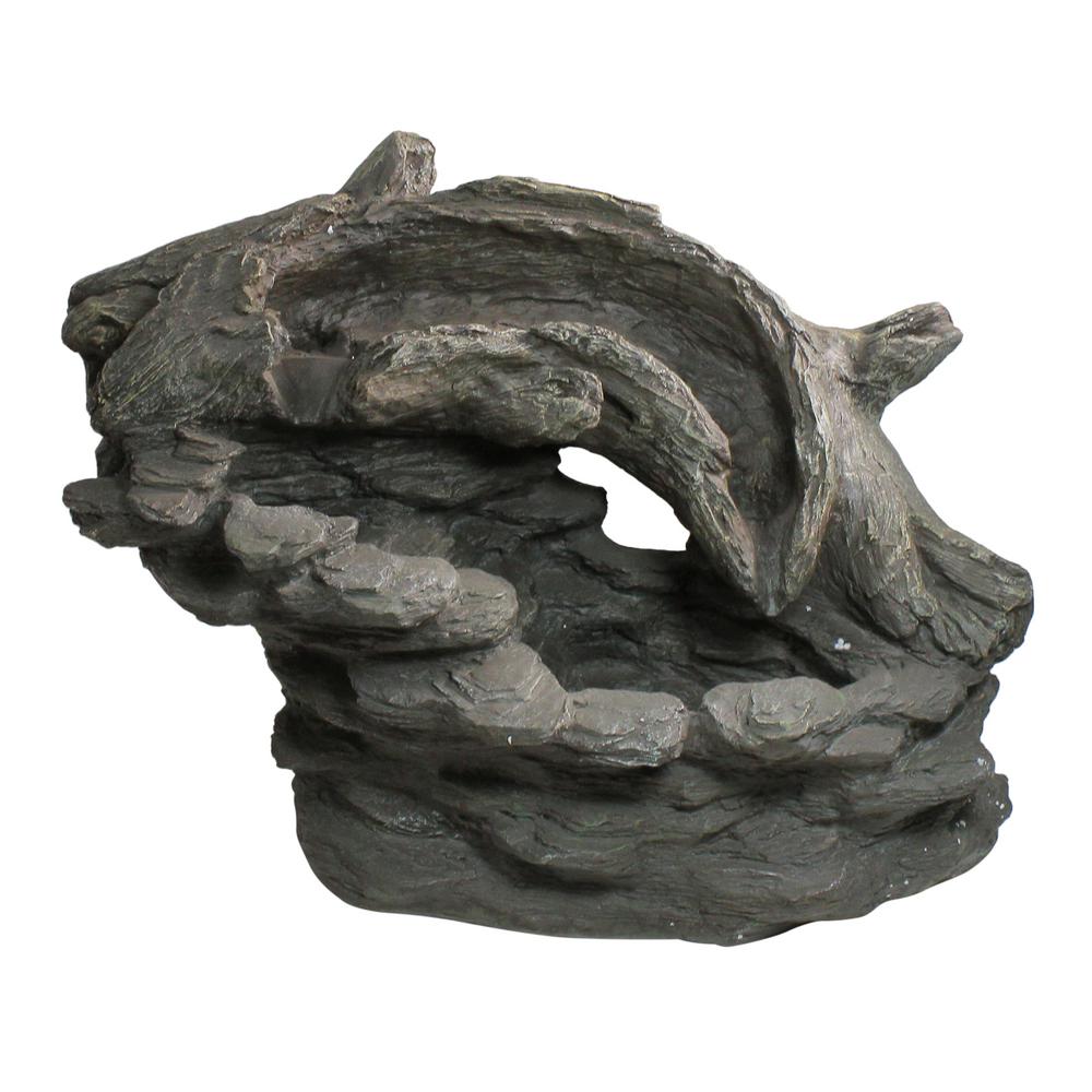 Northlight 27 In Faux Wood And Rock Outdoor Garden Cascade Water Faux Wood And Rock Outdoor Garden