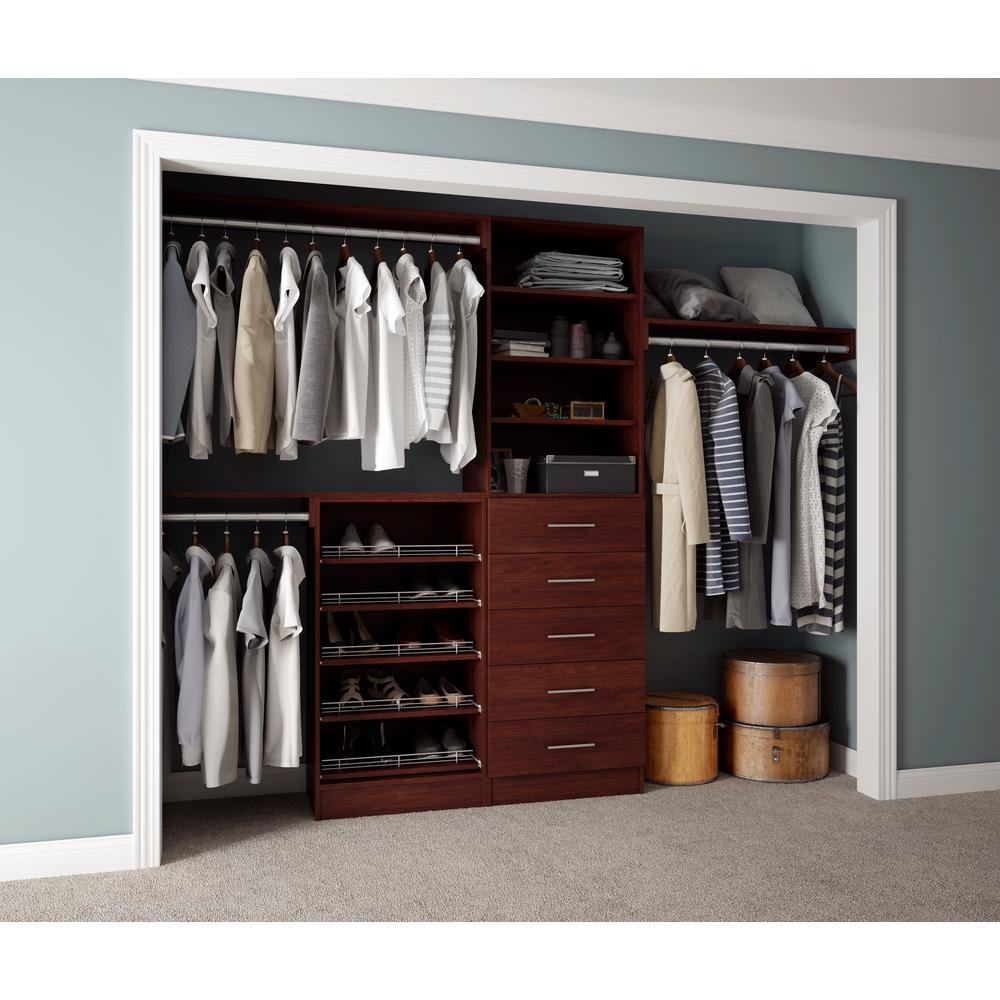 Home Decorators Collection Assembled Reach In 15 D X 120 W 84 H Calabria A Cherry Melamine 11 Shelves Closet System