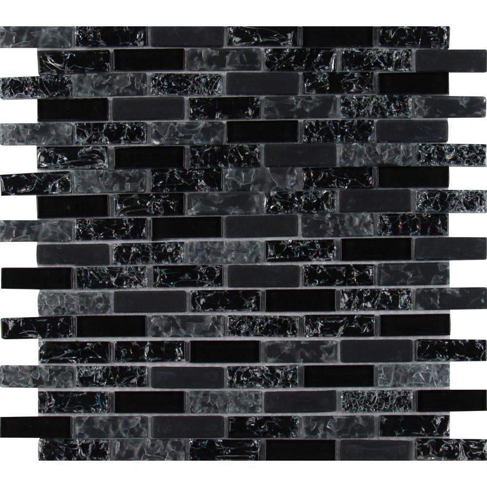 Black Backsplash Mosaic Tile The Home Depot Glissen 12 In X 6 Mm Gl Mesh Mounted Mosaic