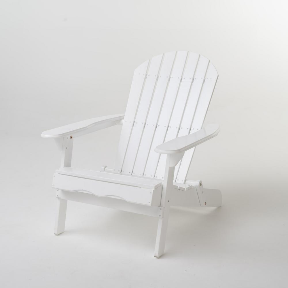 Noble House Hanlee White Folding Wood Adirondack Chair-296647 - The