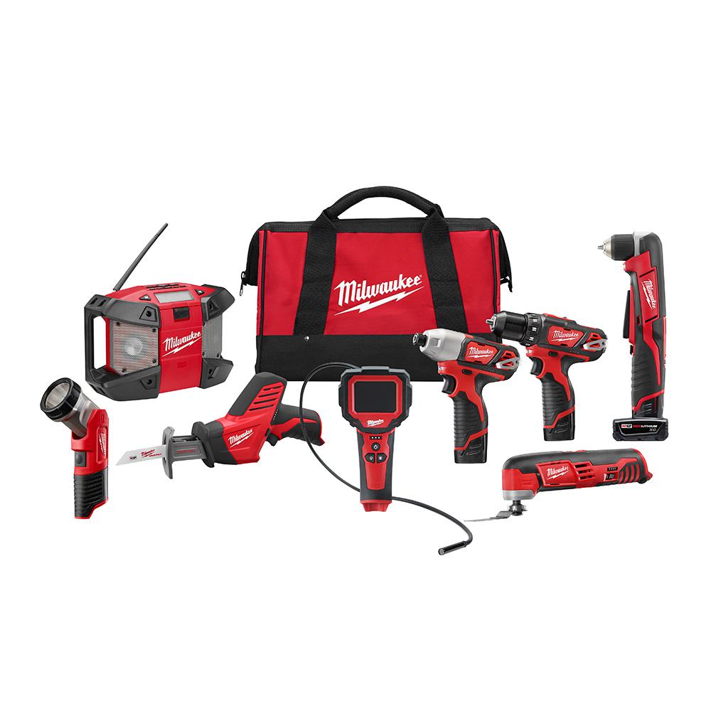 Milwaukee M12 12Volt LithiumIon Cordless Combo Kit (8Tool)249528