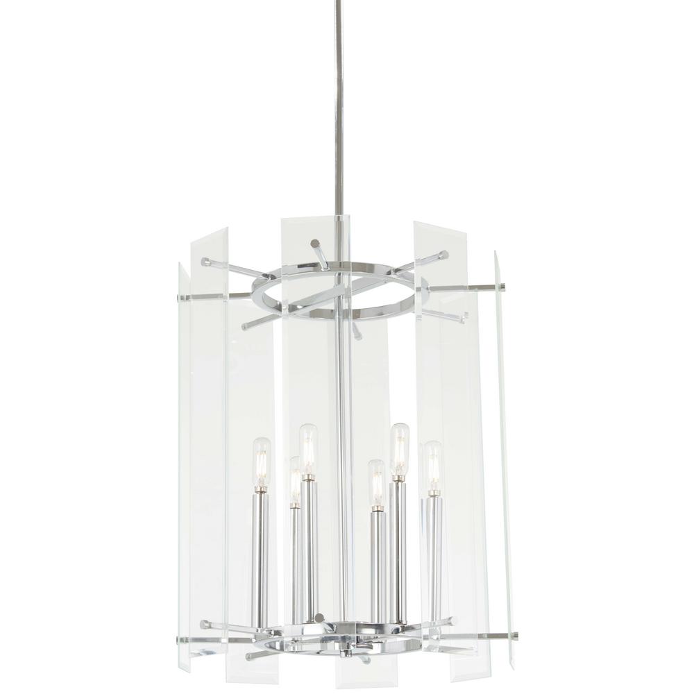 Minka Lavery Beacon Trace 6 Light Chrome Pendant With Clear Beveled Glass Shade