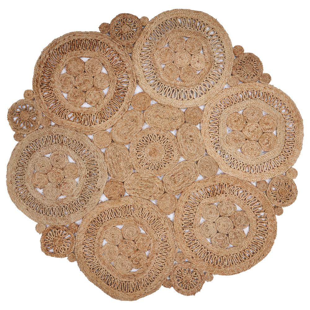 LR Resources Natural Jute Natural Round 8 ft. x 8 ft. Indoor Area Rug