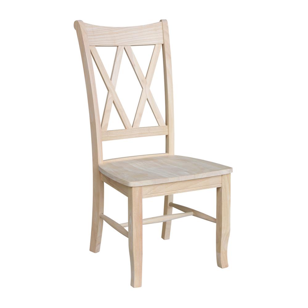 Dining Chair Unfinished Wood Double X Back Home Furniture Solid Seat 2 Set Stool 727506530892 Ebay