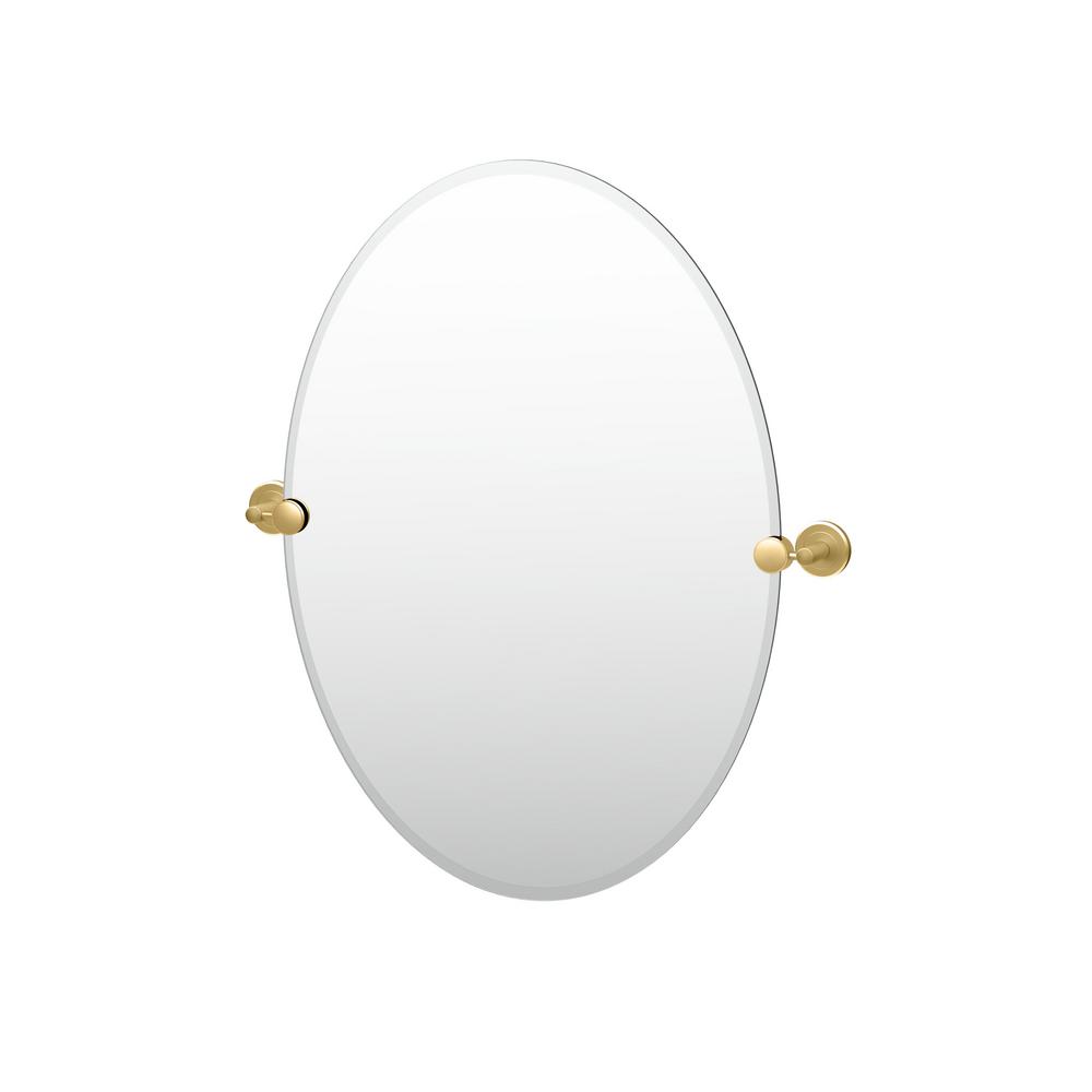 Gatco Latitude Ii 24 In X 27 Frameless Oval Wall Mirror Brushed Brass