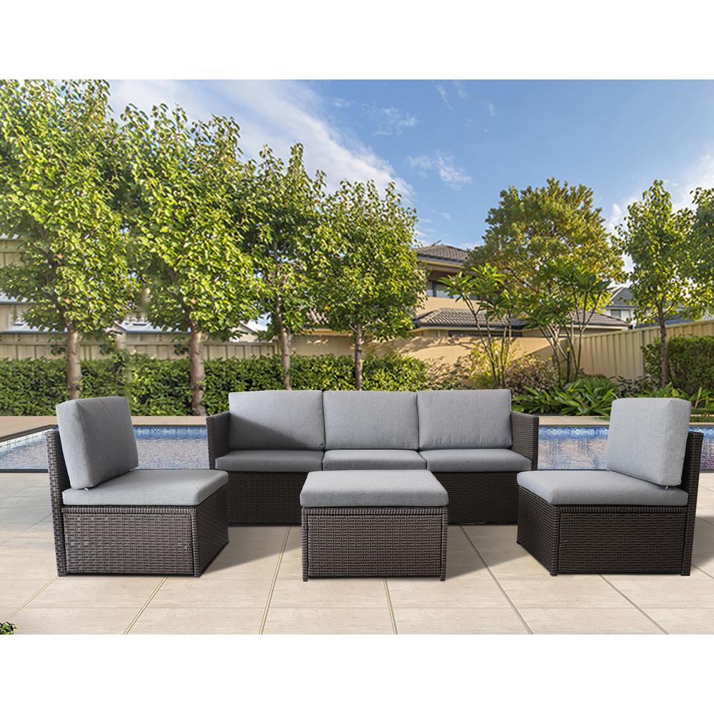 Hopen Patio Furniture Set 5 Pcs Conversation Rattan Chair Pe Wicker With Storage Glass Top Table Throw Pillows Sets Accessories - Patio Conversation Sets With Storage Hopen Patio Furniture Set 5 Pcs Conversation Rattan Chair Pe Wicker With Storage Glass Top Table Throw Pillows Sets Accessories - Patio Conversation Sets With Storage