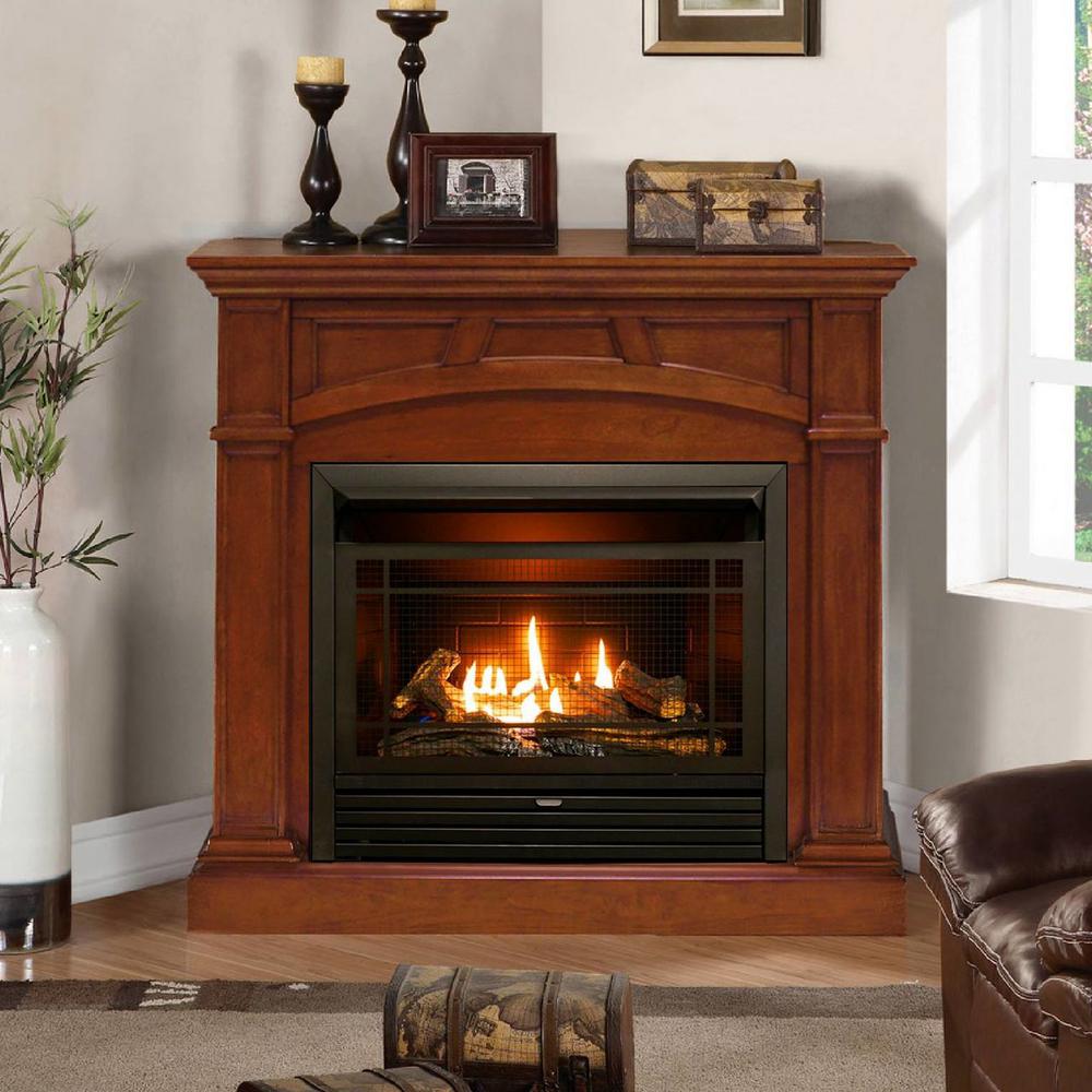 Duluth Forge 44 in. Ventless Dual Fuel Gas Fireplace in Heritage Cherry