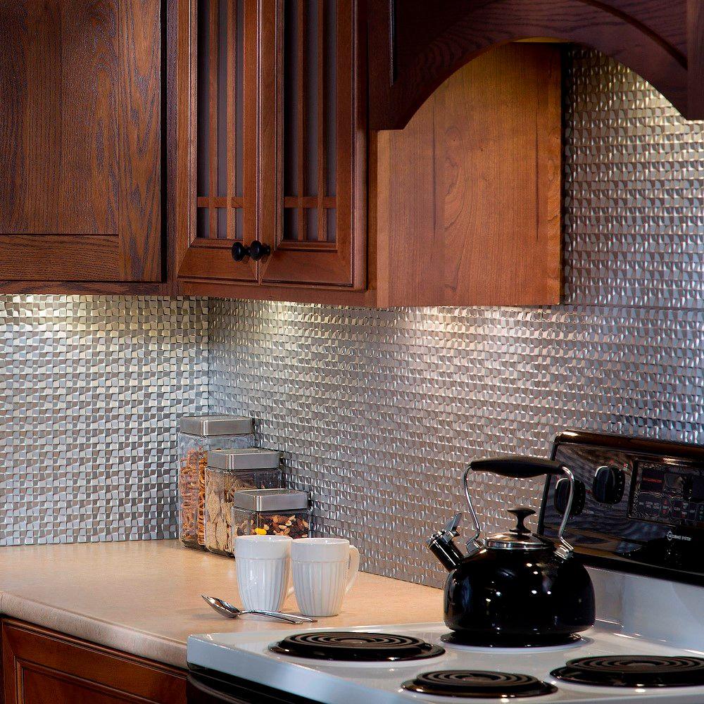 Fasade 24 In X 18 In Terrain PVC Decorative Tile Backsplash In Argent   Metallics Fasade Tile Backsplashes B67 09 64 300 