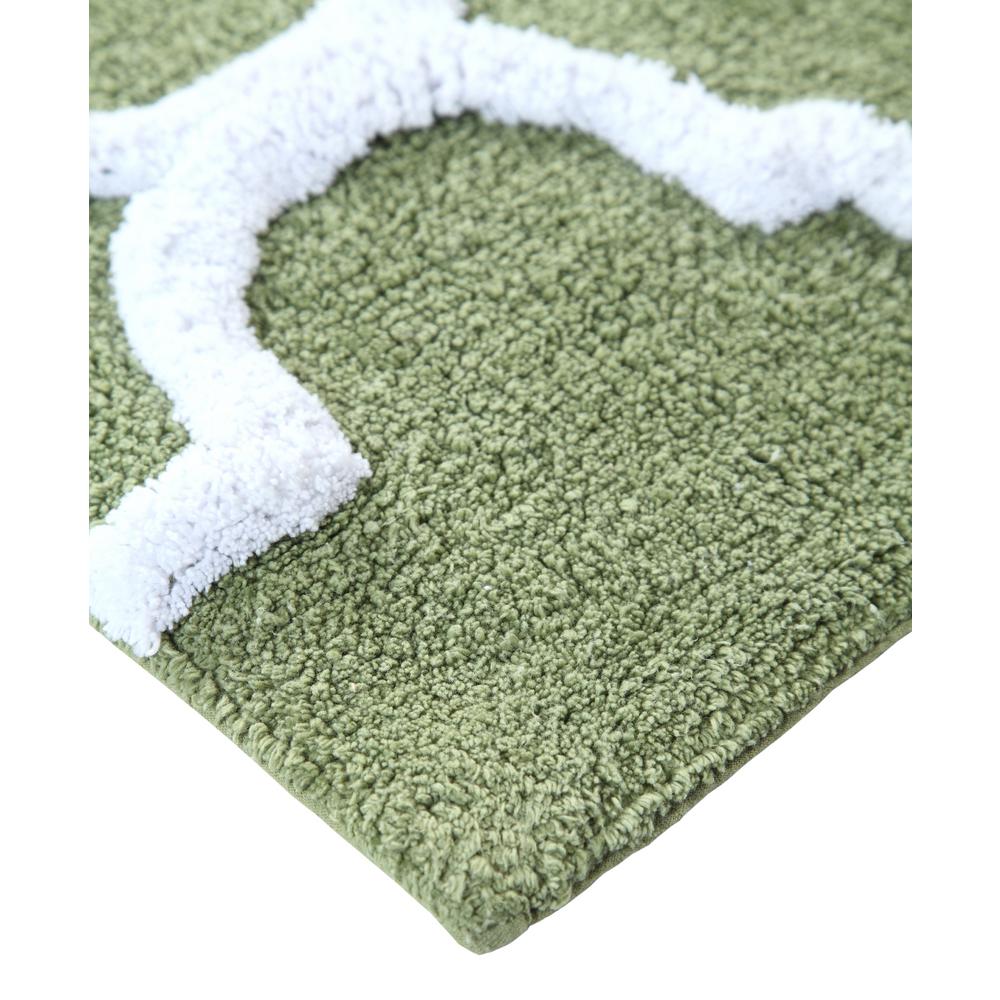 Saffron Fabs 50 In X 30 In Bath Rug In Sage Green White Sfbr1452