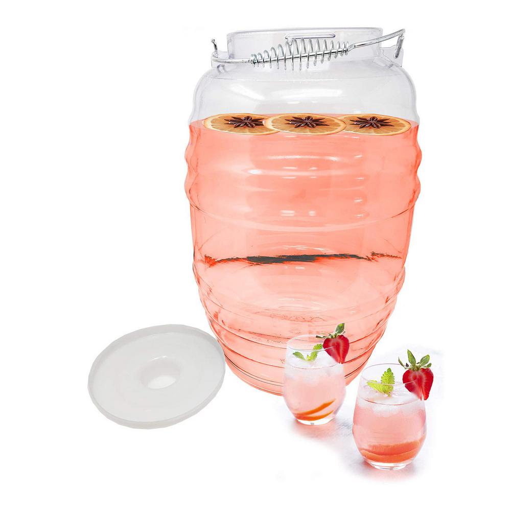 Round White Plastic Beverage Dispenser Cater Strong 6 gal