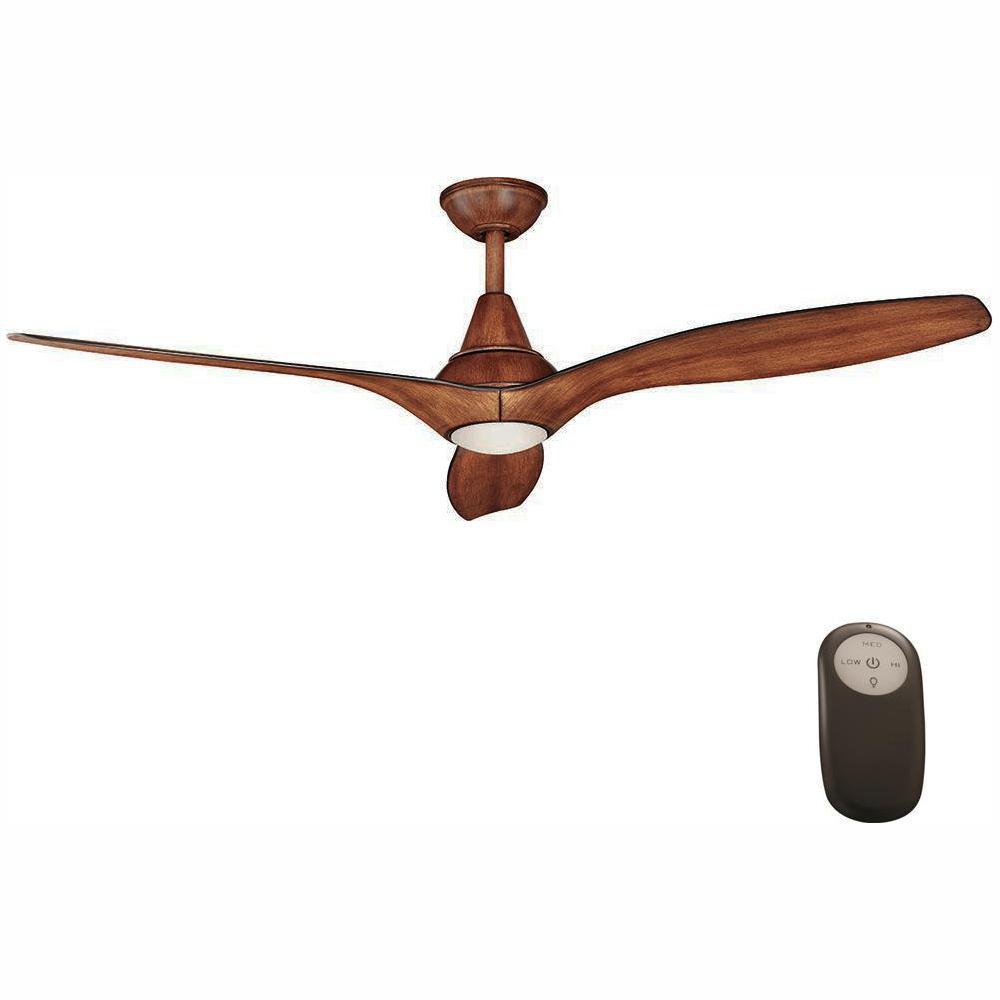 Tidal Breeze 56 In Led Indoor Distressed Koa Ceiling Fan With Light Kit And Remote Control