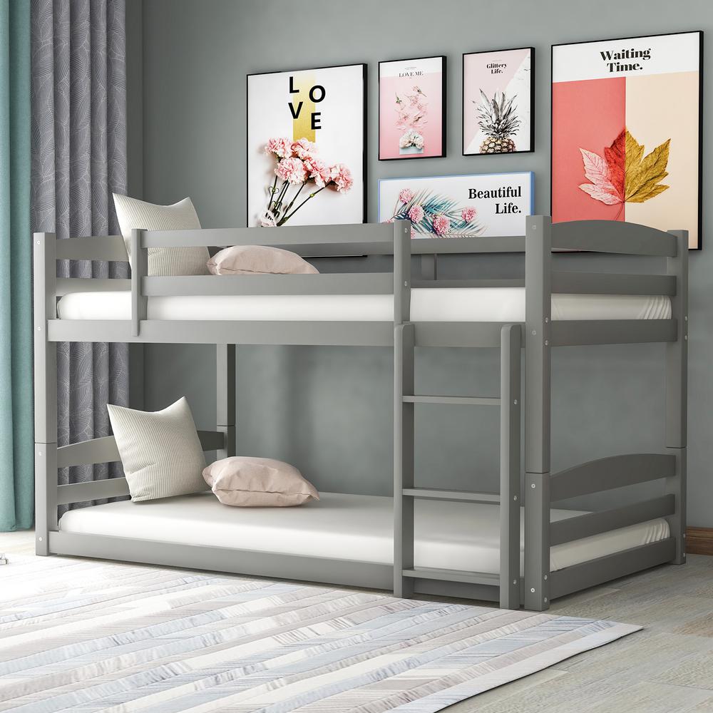 Harper & Bright Designs Gray High Quality Twin Over Twin Bunk Bed ...