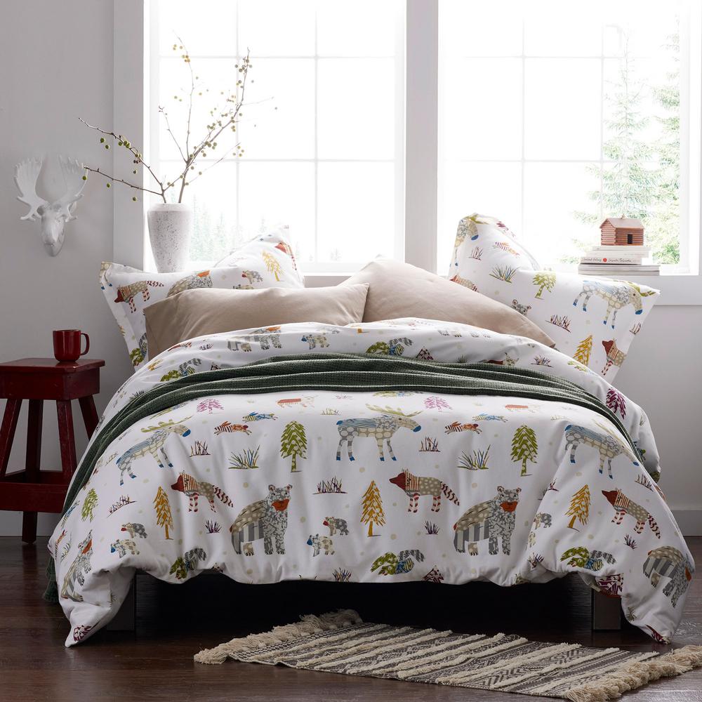 The Company Store Whimsical Woods Multicolored Flannel Queen Duvet