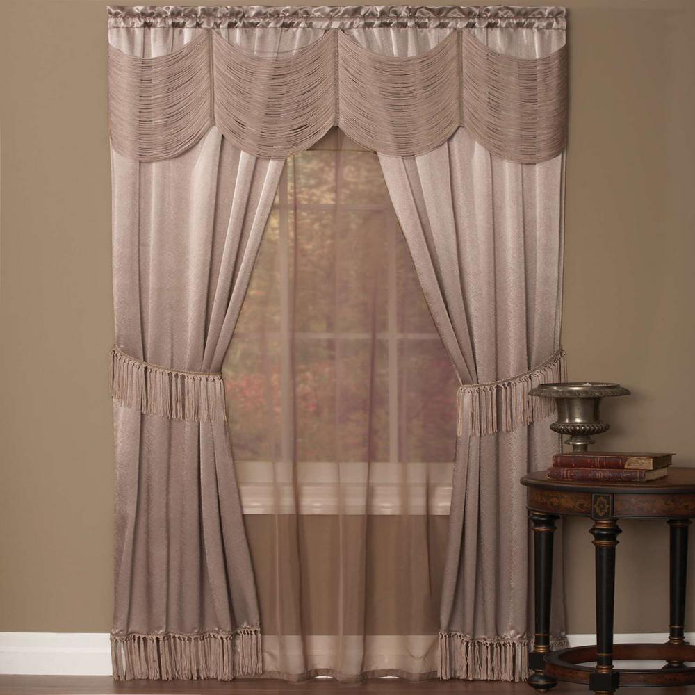 White 55/" X 63/" Fairfield Window In A Bag 5Piece Curtain Set