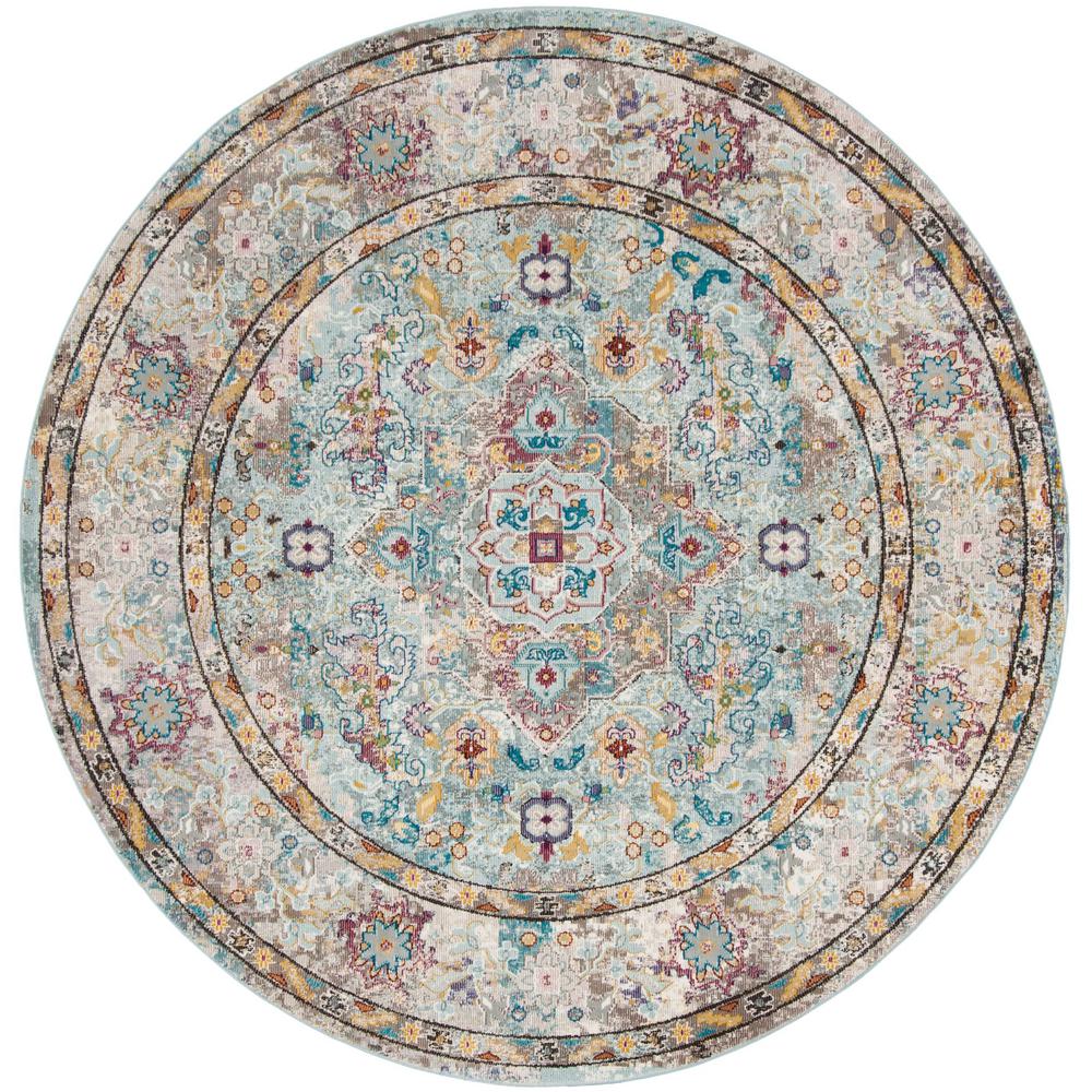 Safavieh Natural Fiber Royal Blue/Beige 3 ft. x 3 ft. Round Area Rug