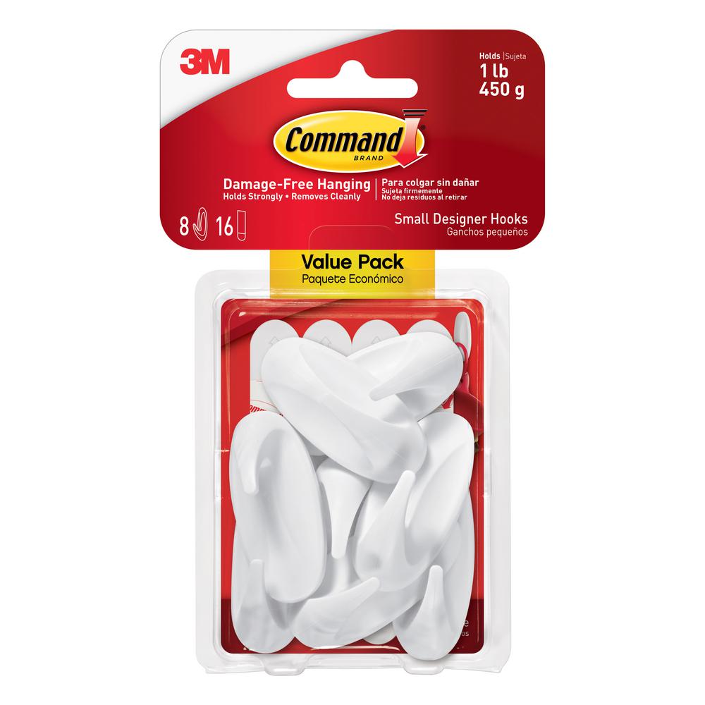 command 2 125 in small white designer hooks value pack 17082 8essmall white designer hooks value pack 17082 8es the home depot