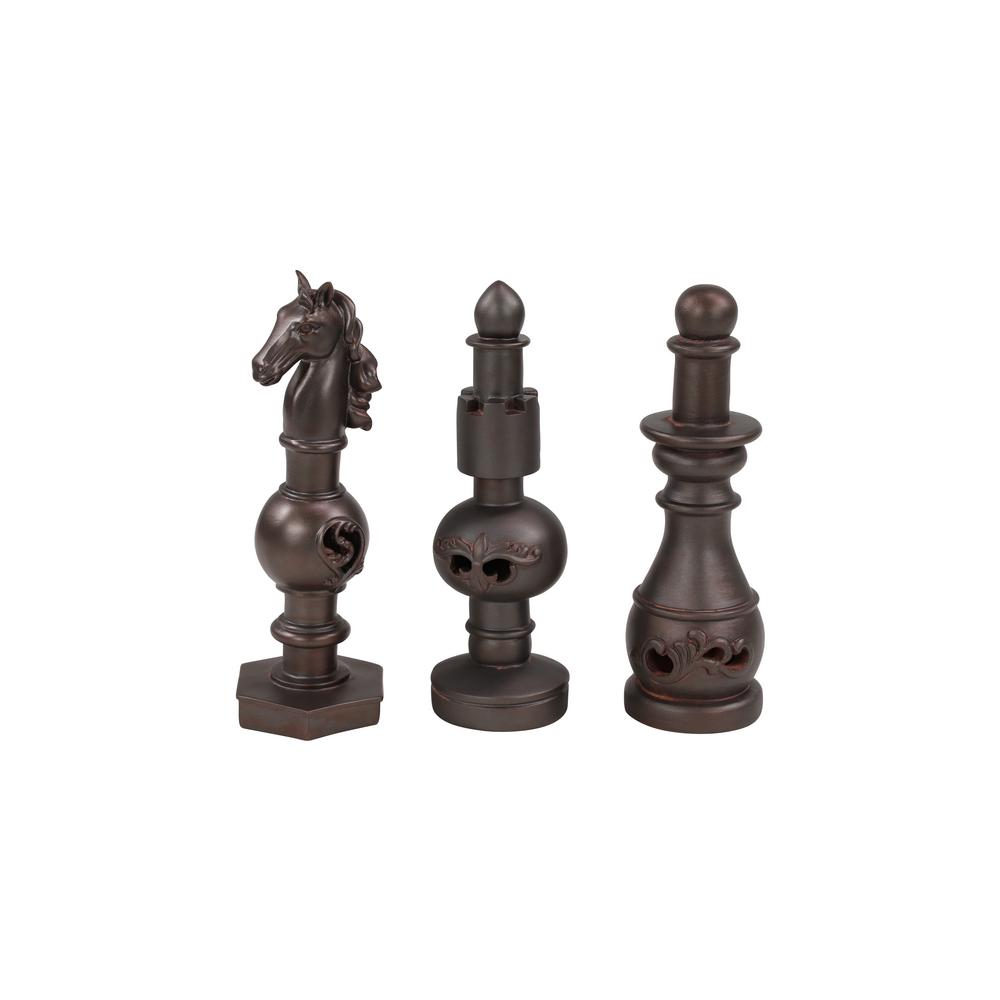 Litton Lane Large Bronze Decorative Chess Piece Finials Litton Lane Large Bronze Decorative Chess Piece Finials