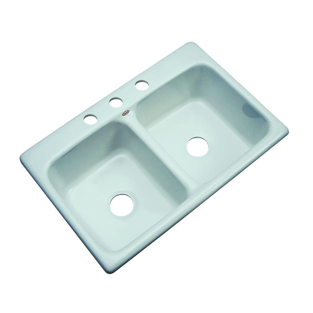 Thermocast Newport DropIn Acrylic 33 in. 3Hole Double Bowl Kitchen