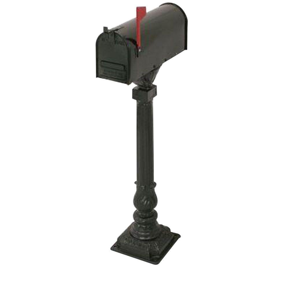 Postal Products Unlimited Cleveland 50 in. Aluminum Black Mailbox and PostN1017771 The Home Depot
