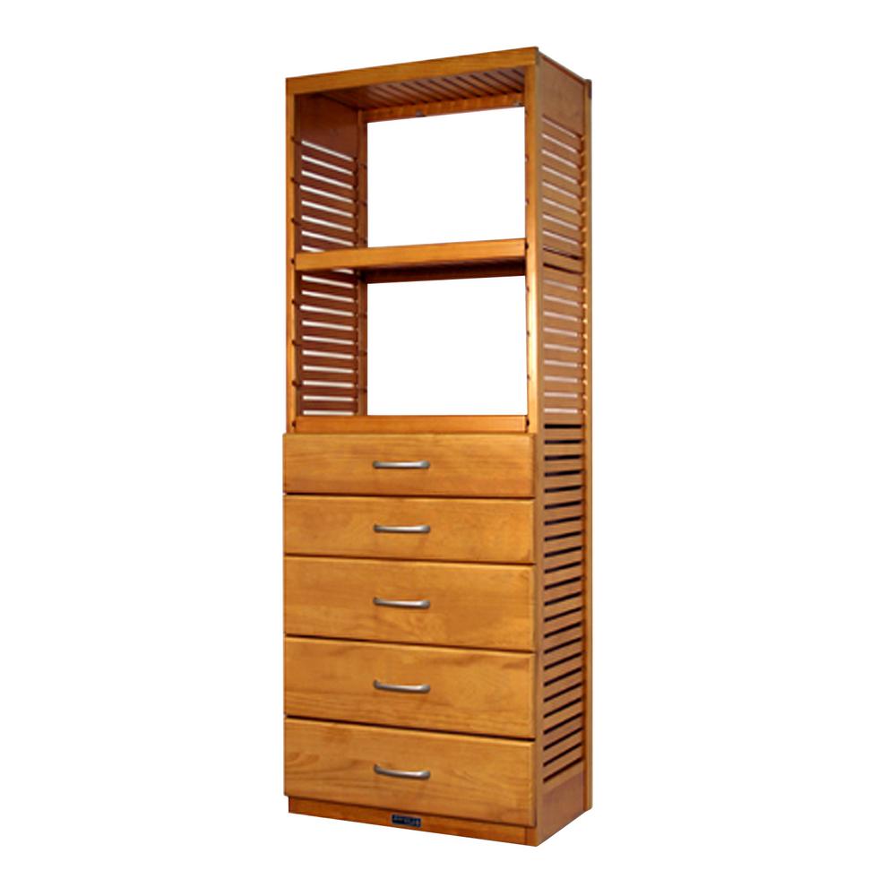 John Louis Home 16 in. D x 26.25 in. W x 72 in. H Deluxe Tower Kit Wood Closet System with 5 ...