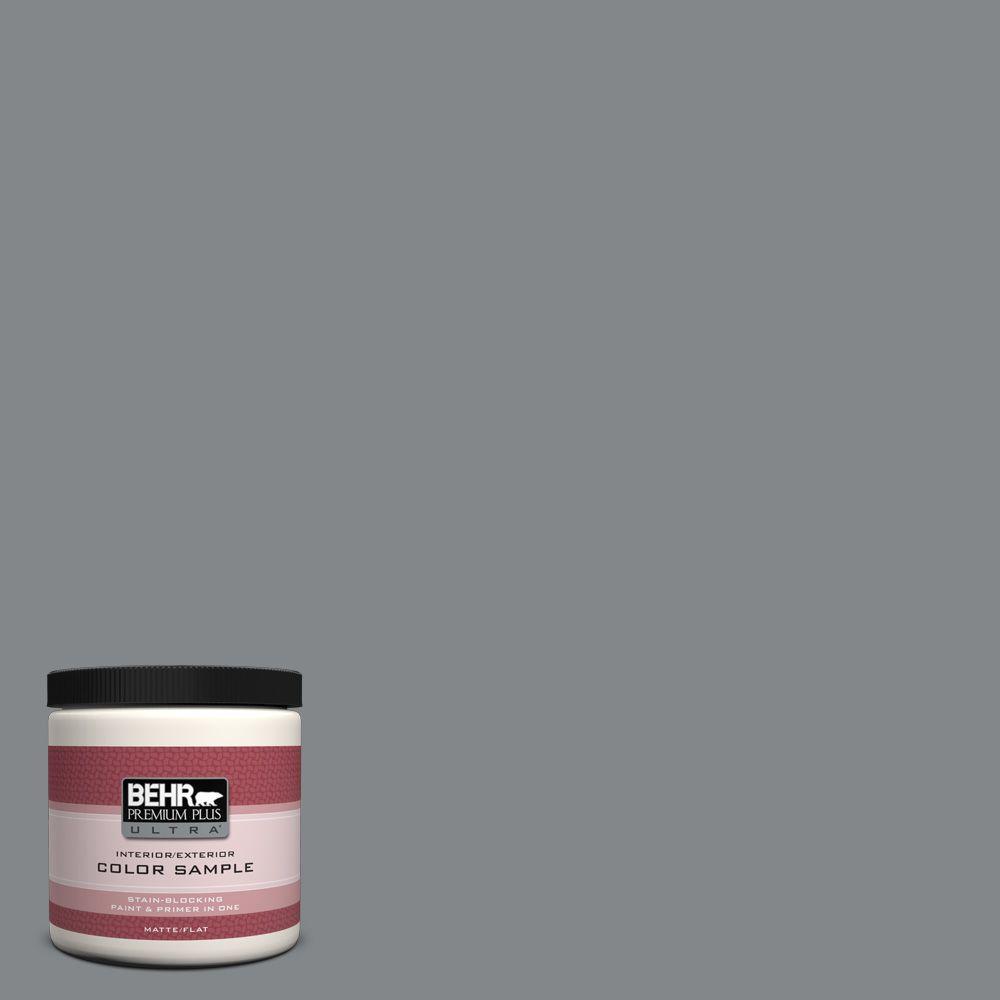 Behr Premium Plus 8 Oz N500 5 Magnetic Gray Color Flat Interior Exterior Paint And Primer In One Sample