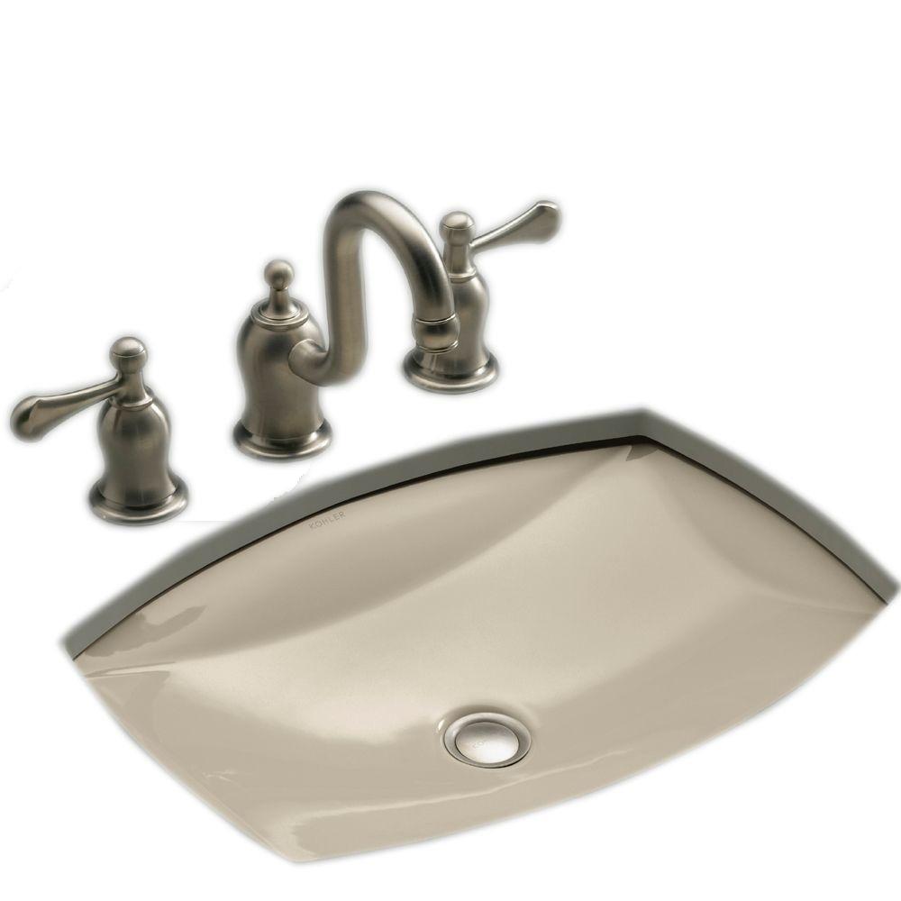 Kohler Kelston Undermount Stainless Steal Bathroom Sink With Kohler Kelston Undermount Stainless Steal Bathroom Sink With Overflow Drain In Sandbar K 2382 G9 The Home Depot