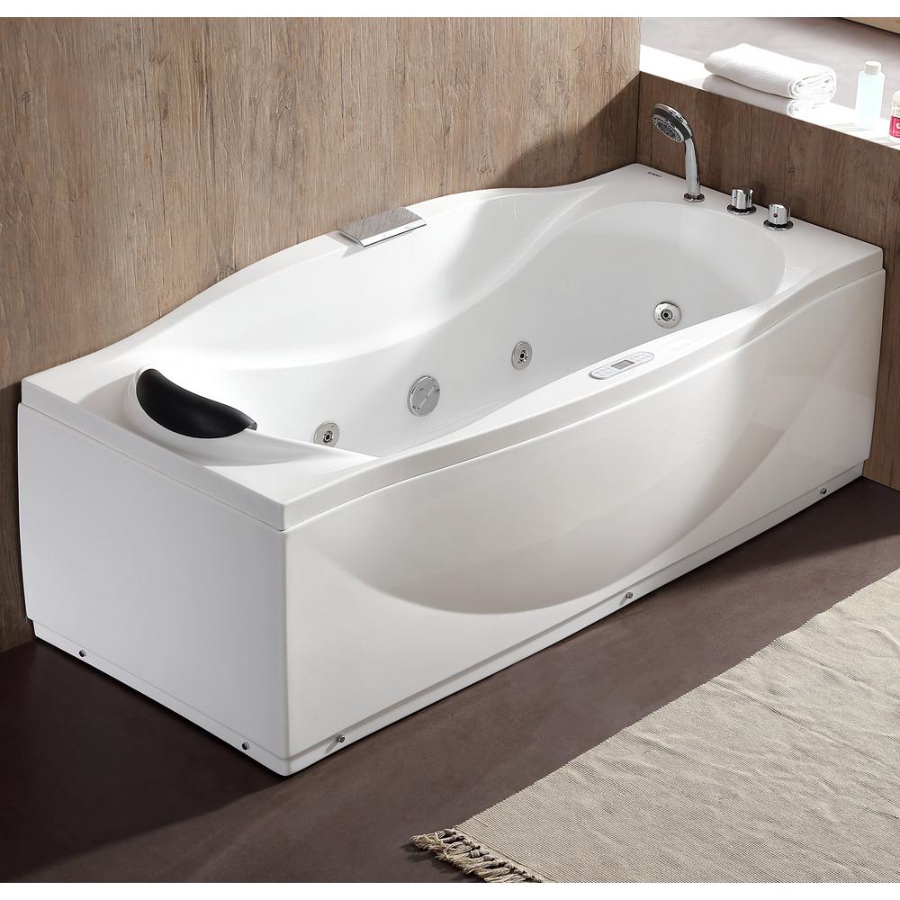 71 In Acrylic Flatbottom Whirlpool Bathtub In White