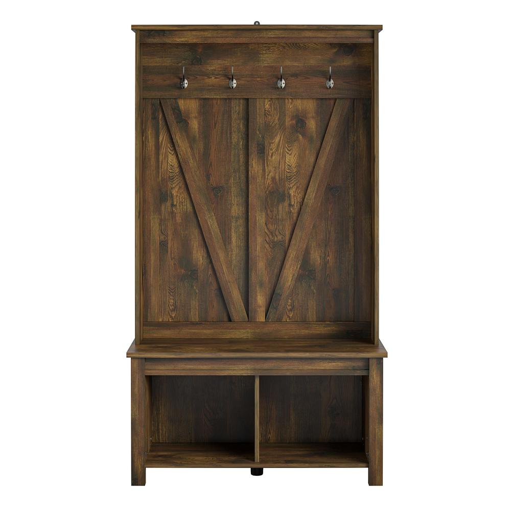 Ameriwood Home Brownwood Rustic Entryway Hall Tree Bench-HD20598 - The ...