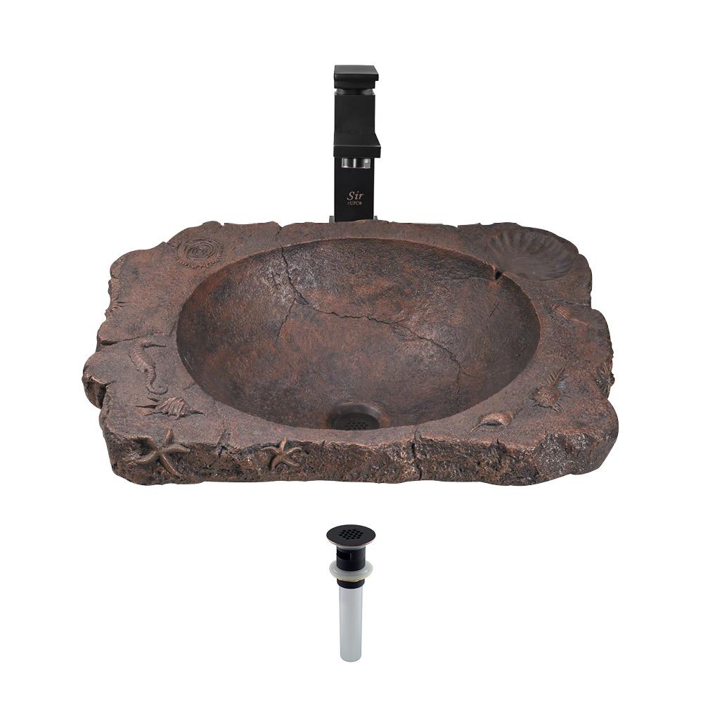 Mr Direct Top Mount Bathroom Sink In Bronze With 720 Faucet And