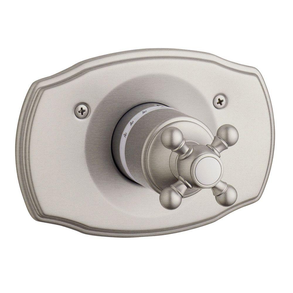 GROHE Geneva Cross Single Handle Thermostat Valve Trim Kit in Brushed Nickel (Valve Sold