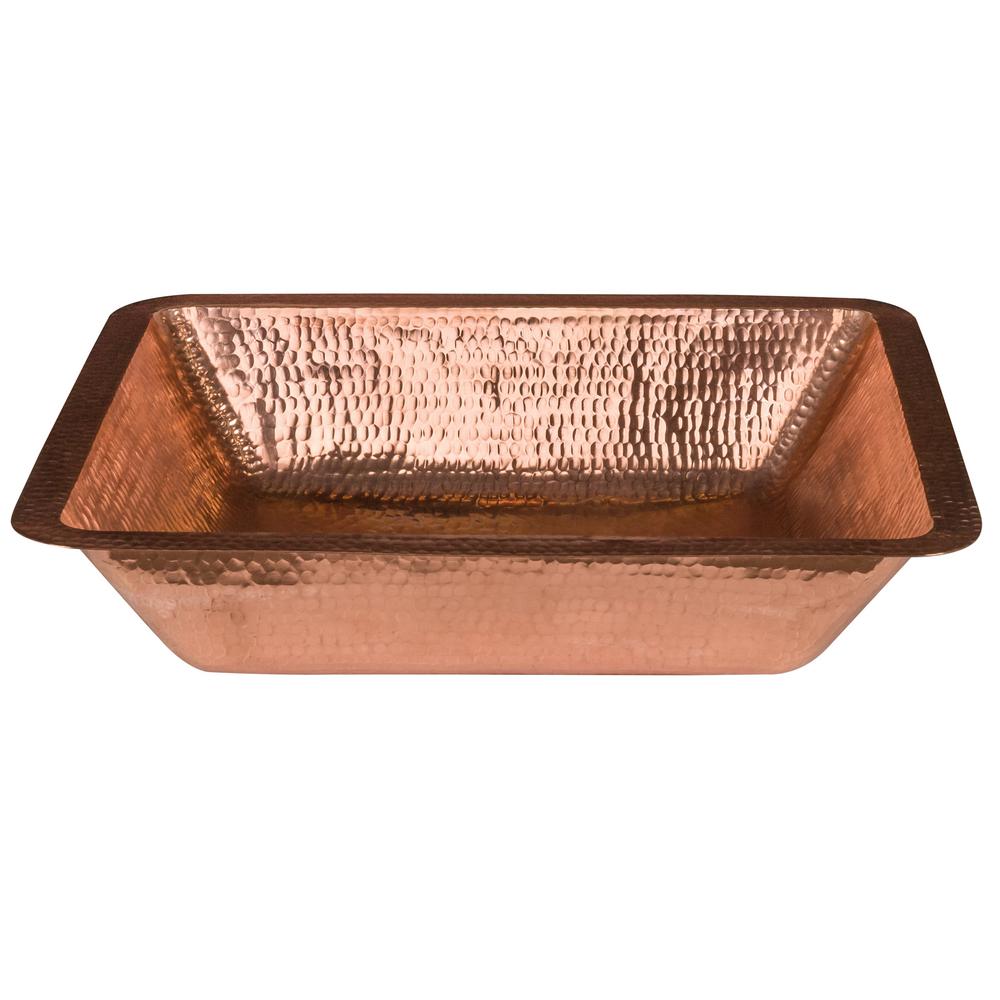 Premier Copper Products Under Counter Rectangle Hammered Copper 19
