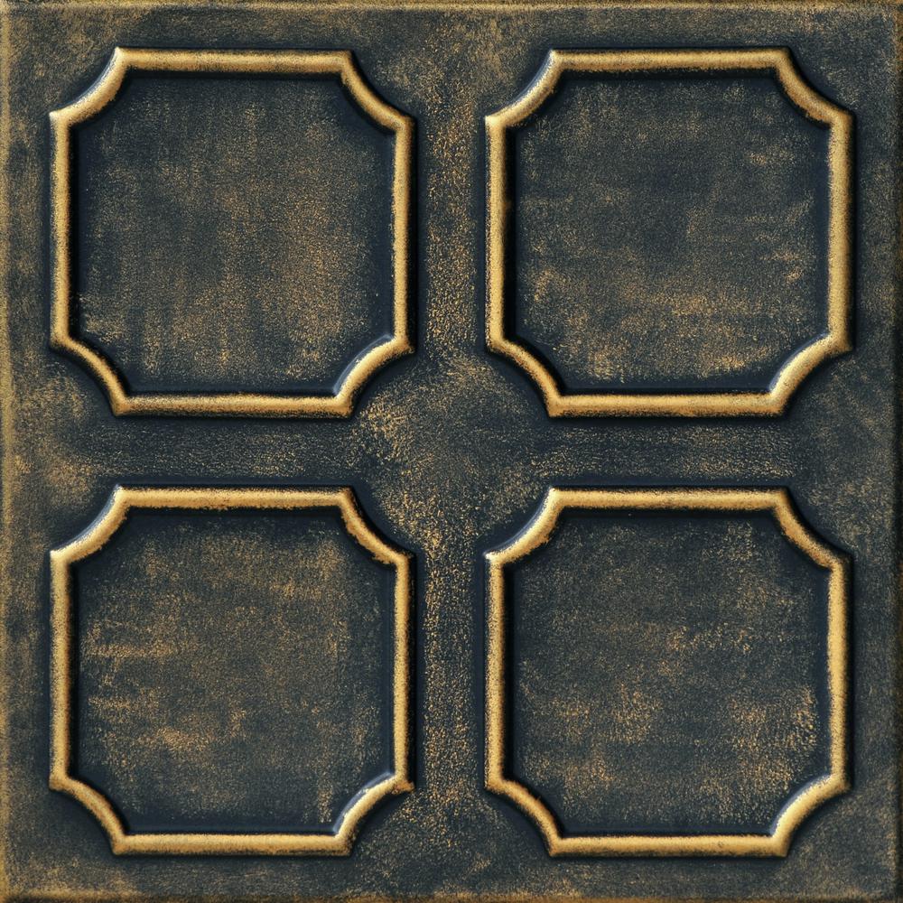 A La Maison Ceilings Bostonian 1 6 Ft X Foam Glue Up Foam Glue Up Ceiling Tile In Black Gold