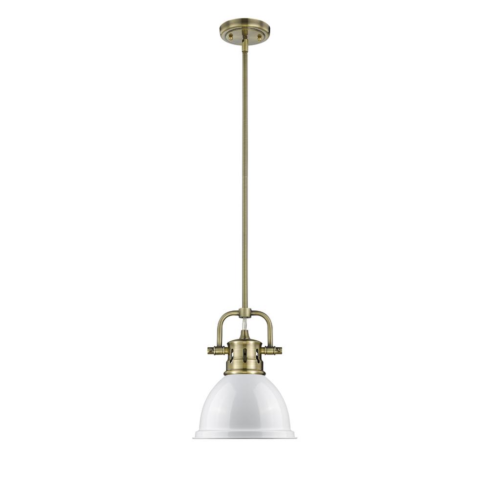 Golden Lighting Duncan Ab 1 Light Aged Brass Pendant With White Golden Lighting Duncan Ab 1 Light Aged Brass Pendant With White Shade