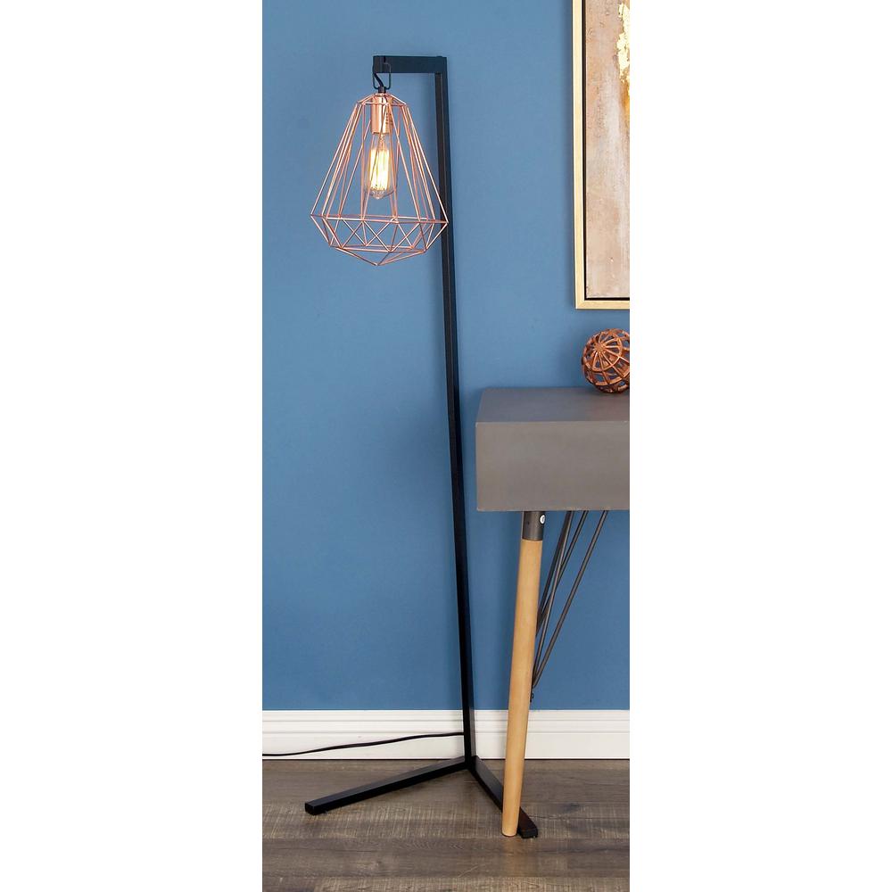 55 in. Modern Iron Diamond Prism Floor Lamp in Rose Gold58679 The