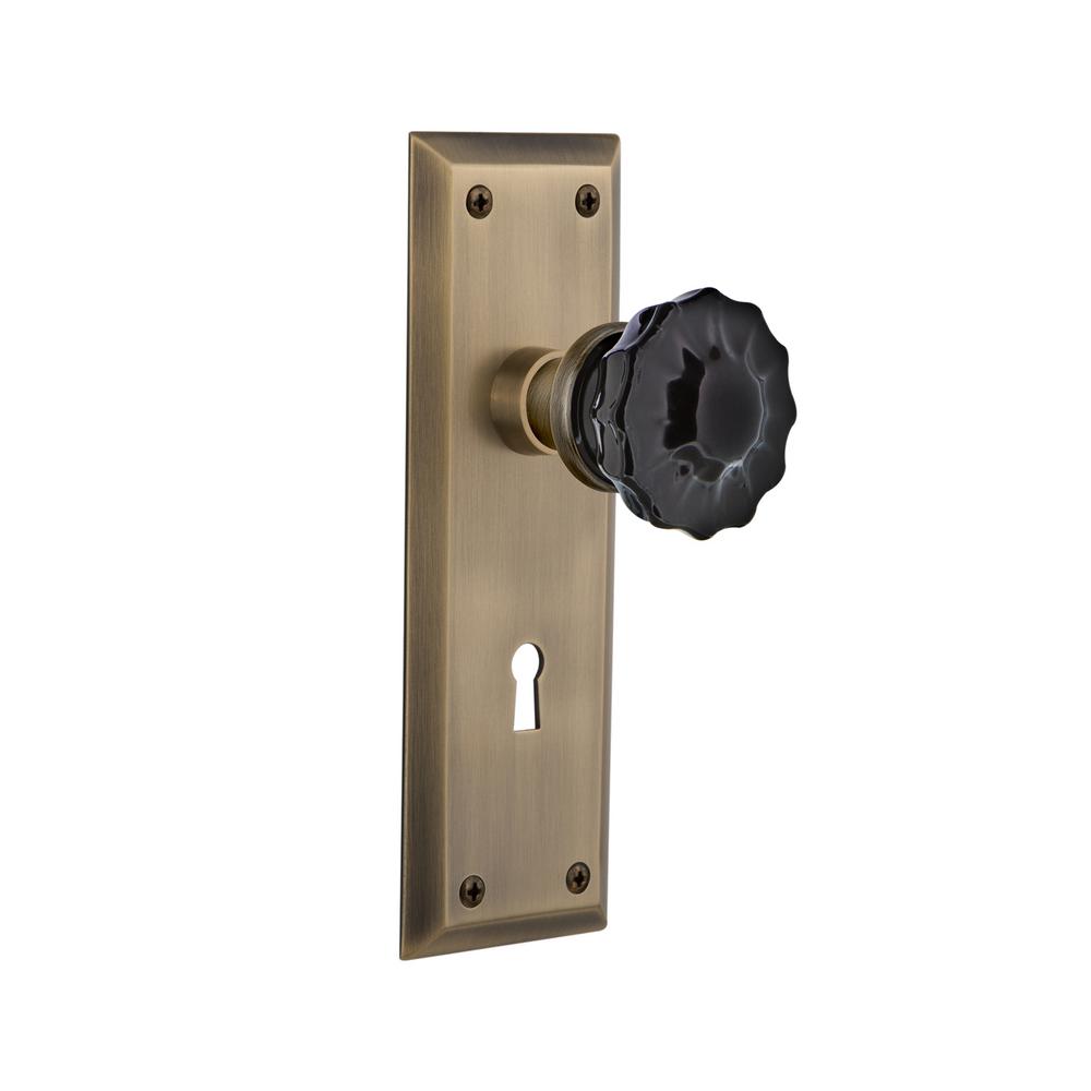 Nostalgic Warehouse New York Plate Interior Mortise Crystal Black