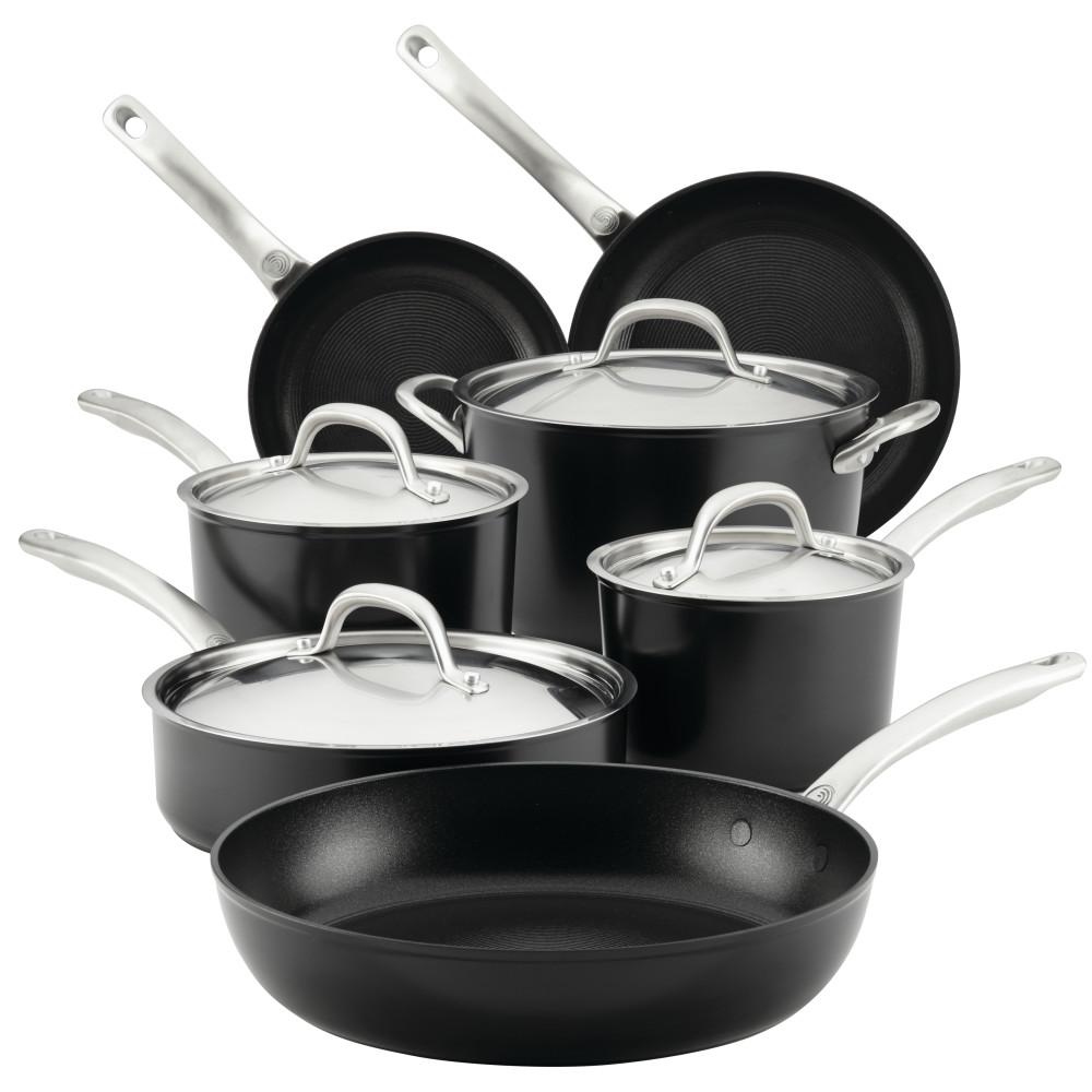 UPC 051153109836 product image for 11-Piece Black Forged Aluminum Non-Stick Cookware Set | upcitemdb.com