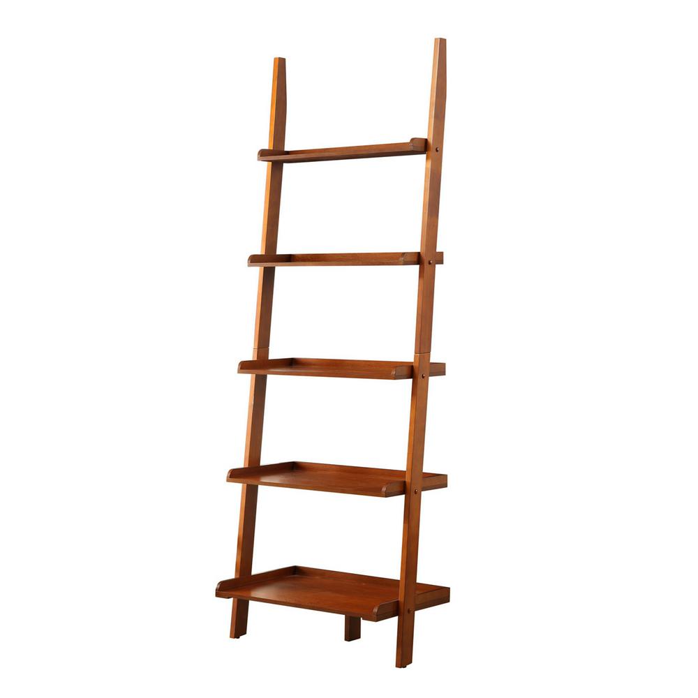 Coaster 72 in. Cappuccino Wood 5shelf Ladder Bookcase with Open Back