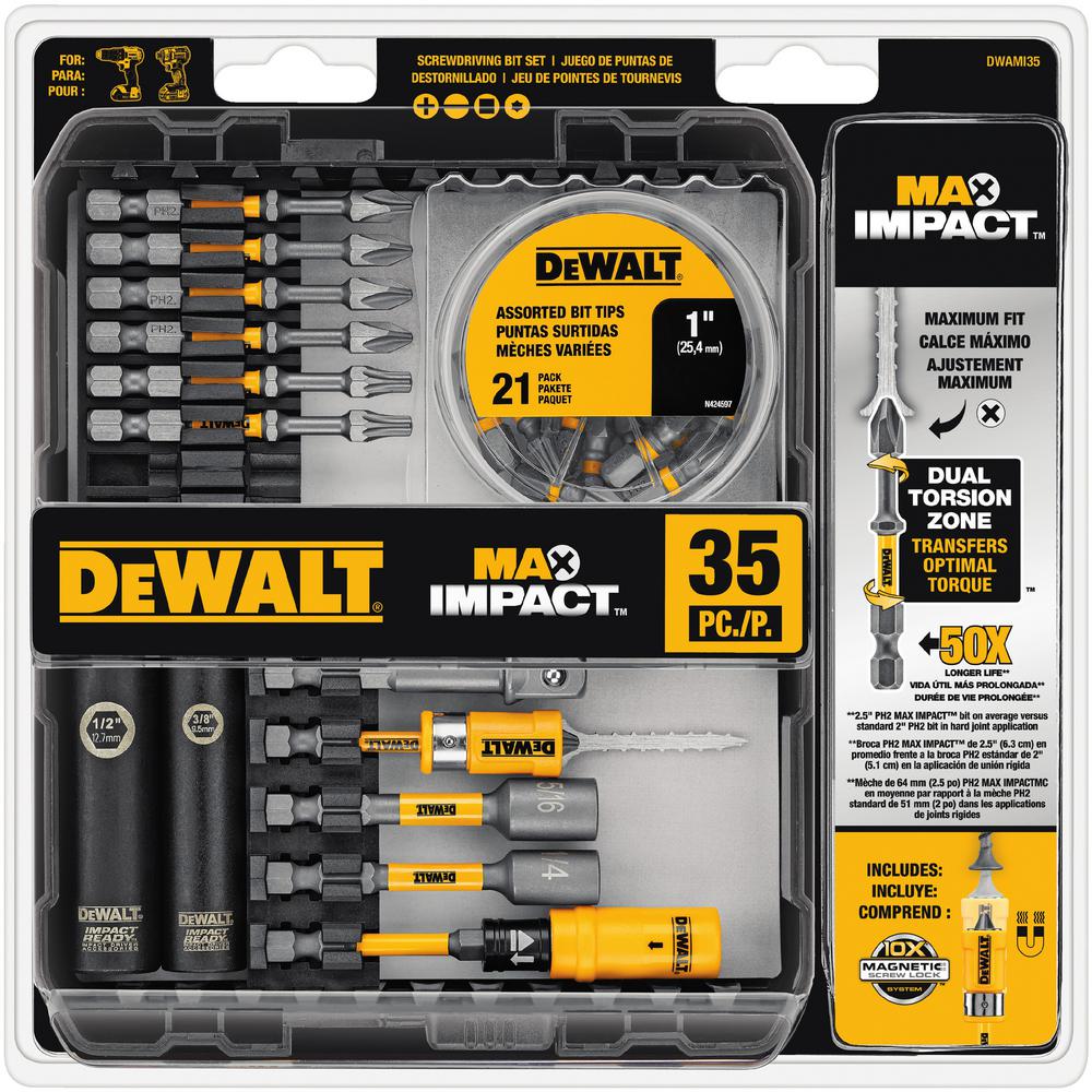 dewalt bit impact drill max holder driver hex magnetic nut square bits torx philip tip steel depot piece